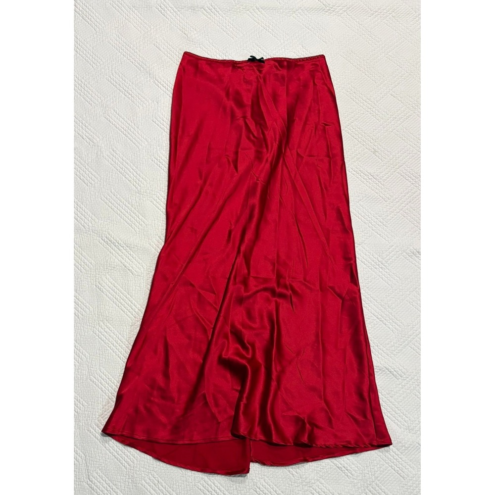 Almost Famous Women's Maxi Skirt Medium Red Satin Sexy Whimsygoth Y2K Slit